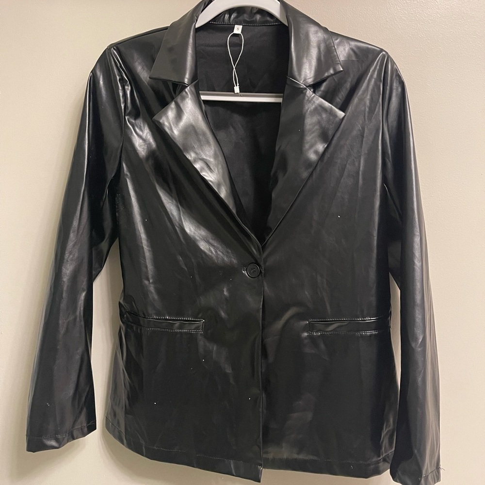 black leather jacket